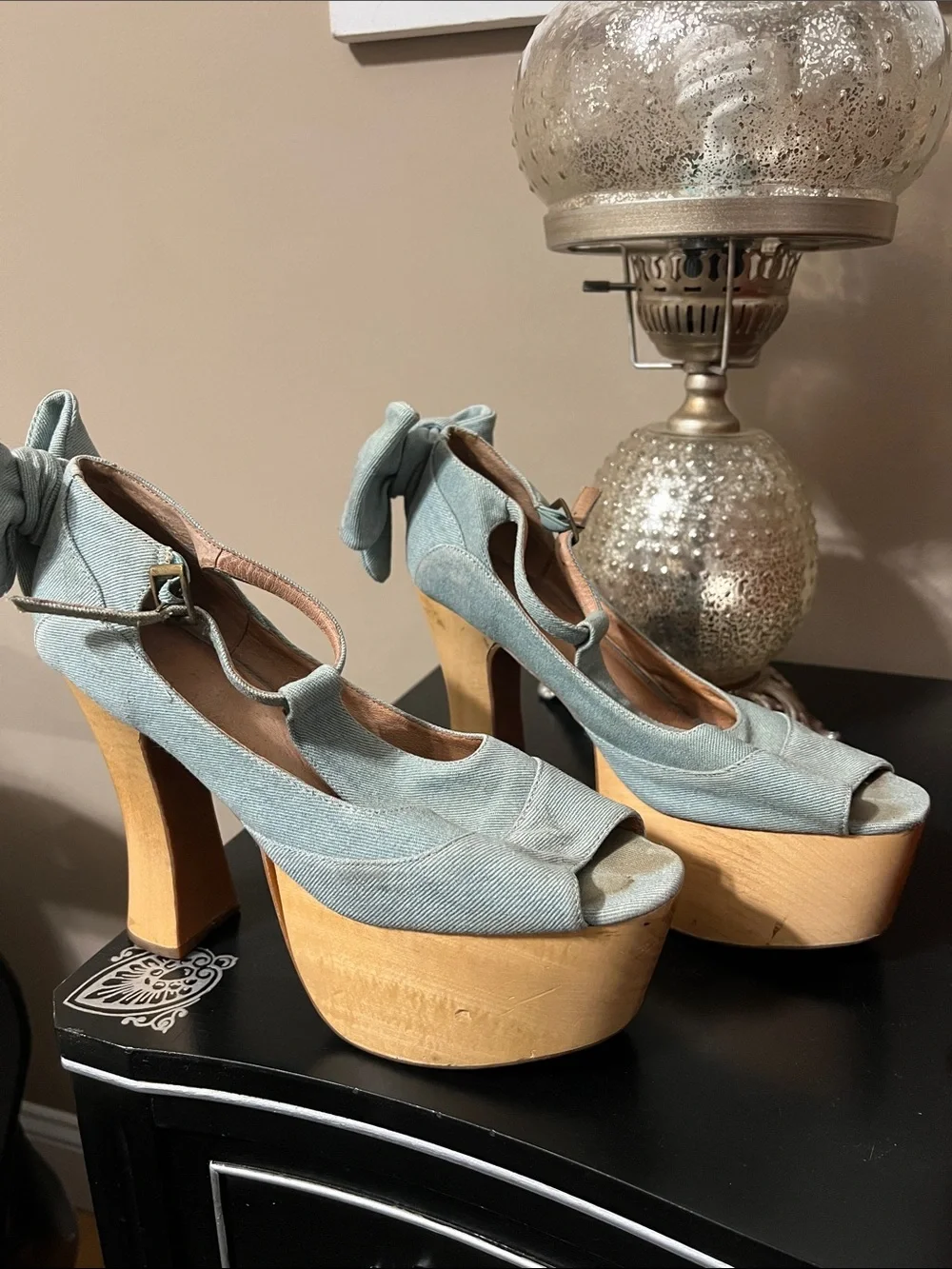 Jeffrey Campbell denim blue platform heels